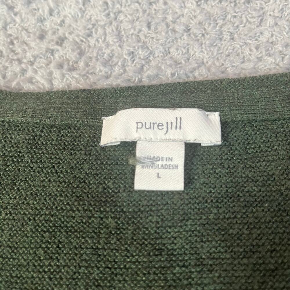 Pure Jill Forrest green pocket sweater cotton/viscose/silk/wool blend size L - Picture 2 of 8